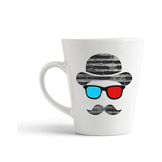Кружка-латте CoolPodarok Шляпа 3д очки усы