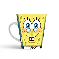 Кружка-латте CoolPodarok Мультфильм. Спанч Боб синий фон