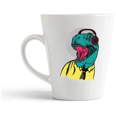 Кружка-латте CoolPodarok Динозавр желтая рубашка