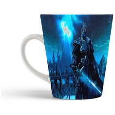 Кружка-латте CoolPodarok Варкрафт Король Warcraft King Lich (персонаж с мечем,синий фон)