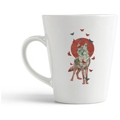 Кружка-латте CoolPodarok Животные Волк на красной луне