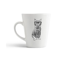 Кружка-латте CoolPodarok Кот в пиджаке и очках