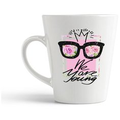 Кружка-латте CoolPodarok "Розы. Очки. We are Young"