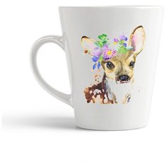 Кружка-латте CoolPodarok "Животные. Олененок с цветами"