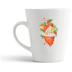 Кружка-латте CoolPodarok Новый год собака с подарками