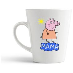 Кружка-латте CoolPodarok "Прикол. Семья. Мама. Свинка Пеппа"