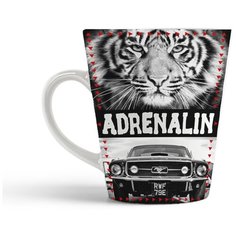 Кружка-латте CoolPodarok Adrenalin. Тигр и тачка
