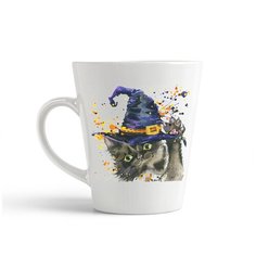 Кружка-латте CoolPodarok "Краски. Котик в шляпе"
