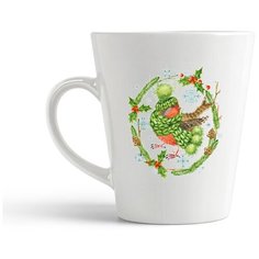 Кружка-латте CoolPodarok "Новый год. Вязанный снегирь"