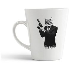 Кружка-латте CoolPodarok Кот с туловищем человека пистолет