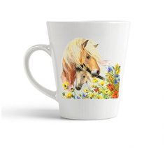 Кружка-латте CoolPodarok "Животные. Жеребенок с мамой в поле"