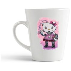 Кружка-латте CoolPodarok Старая кошка курит байкер