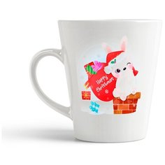 Кружка-латте CoolPodarok Новый год Зайка в шляпке