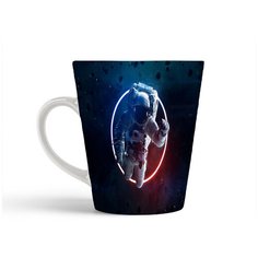 Кружка-латте CoolPodarok Астронавт Астероиды Неон Круг