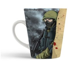 Кружка-латте CoolPodarok Контра Кс Кс Го 1 6 Соурс Counter Strike Cs Cs Go Cs 1 6 Source (наблюдает из-за угла)
