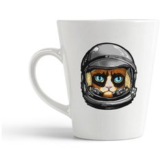 Кружка-латте CoolPodarok Кот в скафандре голубые глаза