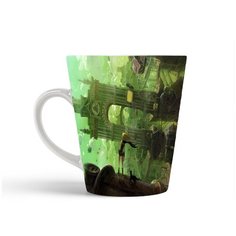 Кружка-латте CoolPodarok gravity daze Девочка и кошка идут по стене