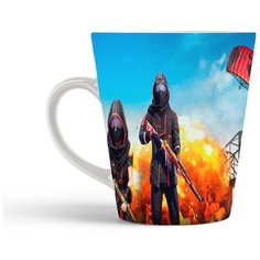 Кружка-латте CoolPodarok Пабг Pubg(двое, на фоне парашутист и взрыв)