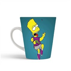 Кружка-латте CoolPodarok Мультфильм. Барт симсон на синем фоне