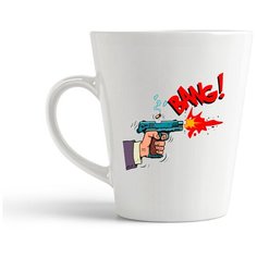 Кружка-латте CoolPodarok Илюстрация Поп арт пистолет в руке