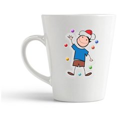 Кружка-латте CoolPodarok Новый год. Рисунок мальчик на снегу
