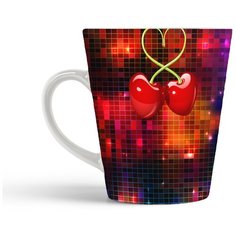 Кружка-латте CoolPodarok Абстракция две вишенки в форме сердца