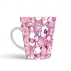 Кружка-латте CoolPodarok Илюстрация. Зайцы и барашки розовый фон