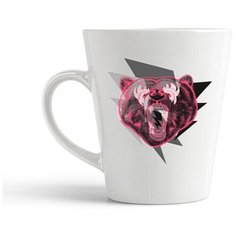 Кружка-латте CoolPodarok Животные Медведь розовый пасть молния