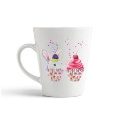 Кружка-латте CoolPodarok "Графика. Зайка и капкейк"