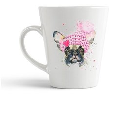 Кружка-латте CoolPodarok Животные собака в розовой шапочке 2