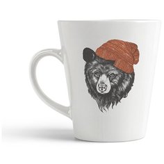 Кружка-латте CoolPodarok Медведь в вязаной шапке