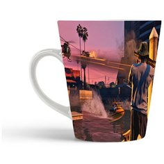 Кружка-латте CoolPodarok Гта Gta Grand theft Auto (мужчина стреляет из базуки)