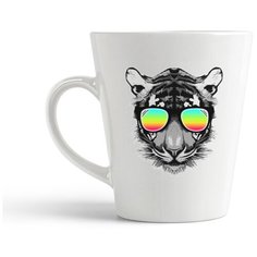 Кружка-латте CoolPodarok Тигр в радужных очках