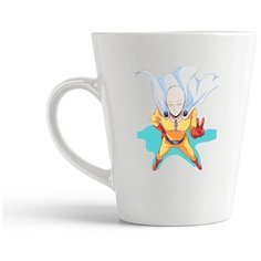 Кружка-латте CoolPodarok Аниме ВанПанчМэн OnePunchMan Dva palca (ВанПанч показывает два пальца)