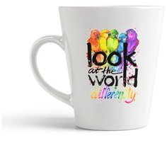 Кружка-латте CoolPodarok "Look at the world differently. Попугайчики"