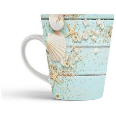 Кружка-латте CoolPodarok Ракушки на доске