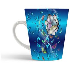 Кружка-латте CoolPodarok Цветы-бабочки!