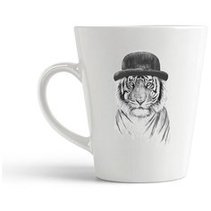 Кружка-латте CoolPodarok Животные Тигр в черной шляпе