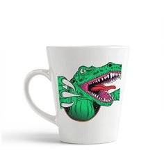 Кружка-латте CoolPodarok Зеленый динозавр пасть