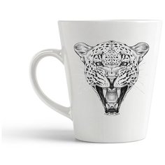 Кружка-латте CoolPodarok Леопард оскал чб