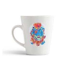 Кружка-латте CoolPodarok Медведь с короной бабочки