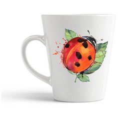 Кружка-латте CoolPodarok "Краски. Божья коровка на листке"