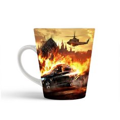 Кружка-латте CoolPodarok Wheelman Машина в огне Вертолёт