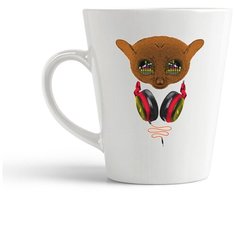 Кружка-латте CoolPodarok Лемур в наушниках эквалайзер