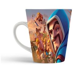 Кружка-латте CoolPodarok Клэш оф клэнс Clash of Clans (персонаж в синем капюшоне,на фоне битва)