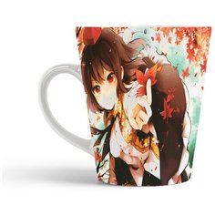 Кружка-латте CoolPodarok Аниме арт девушка осень листья