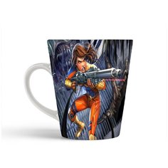 Кружка-латте CoolPodarok alien syndrome Девушка с двухстволкой