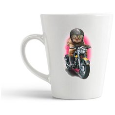 Кружка-латте CoolPodarok Котик едет на мотоцикле
