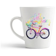 Кружка-латте CoolPodarok "Краски. Велосипед. Hello spring"