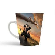Кружка-латте CoolPodarok just cause Парашутист Два пистолета Самолёт